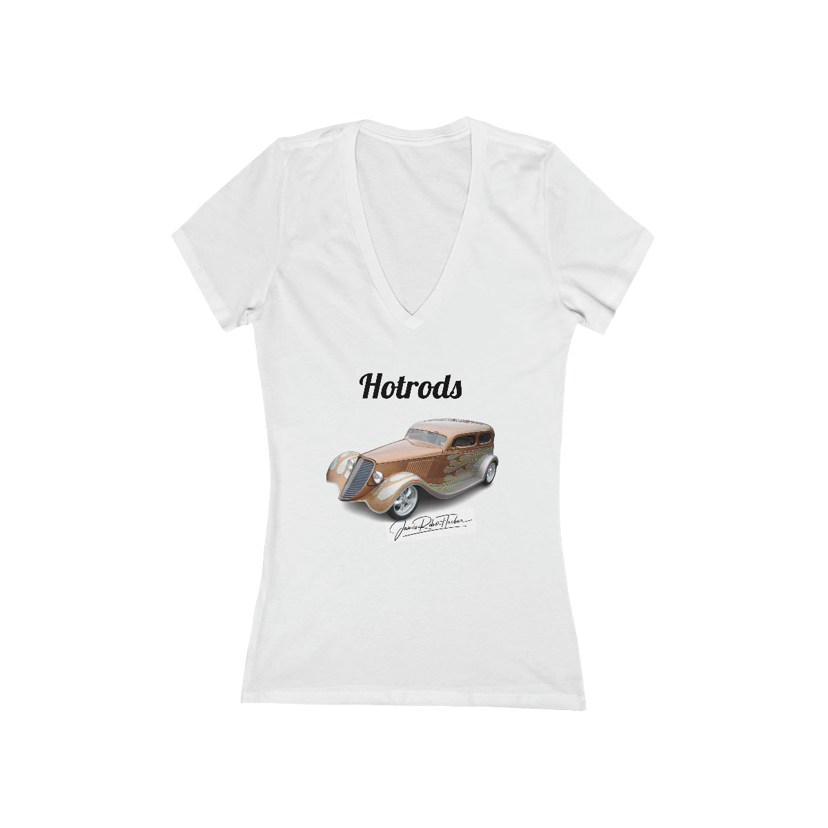 Hotrods Signature Women's Jersey Short Sleeve Deep V-Neck Tee