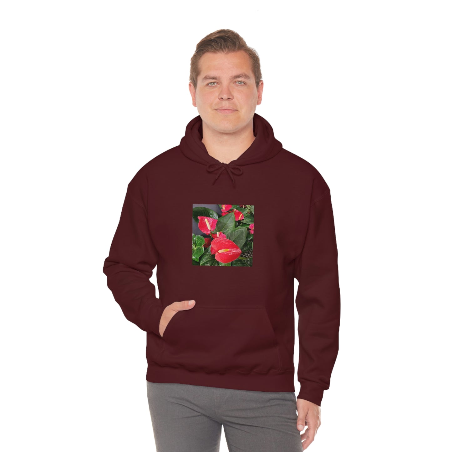 Island Style Anthurium Unisex Heavy Blend™ Hooded Sweatshirt