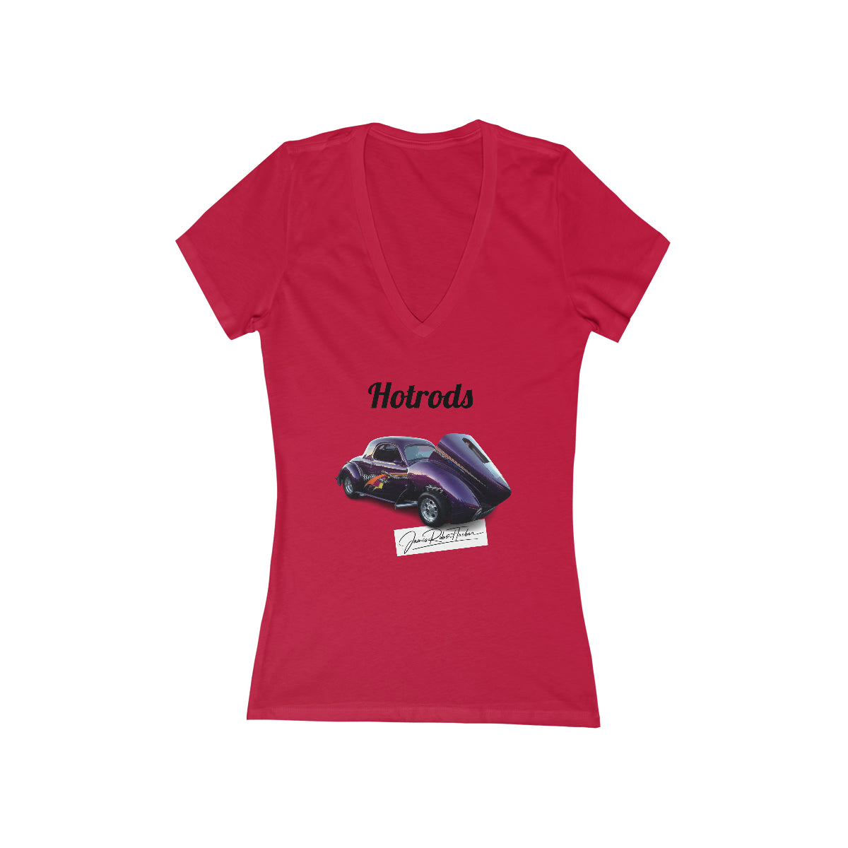 Hotrods Signature Women's Jersey Short Sleeve Deep V-Neck Tee