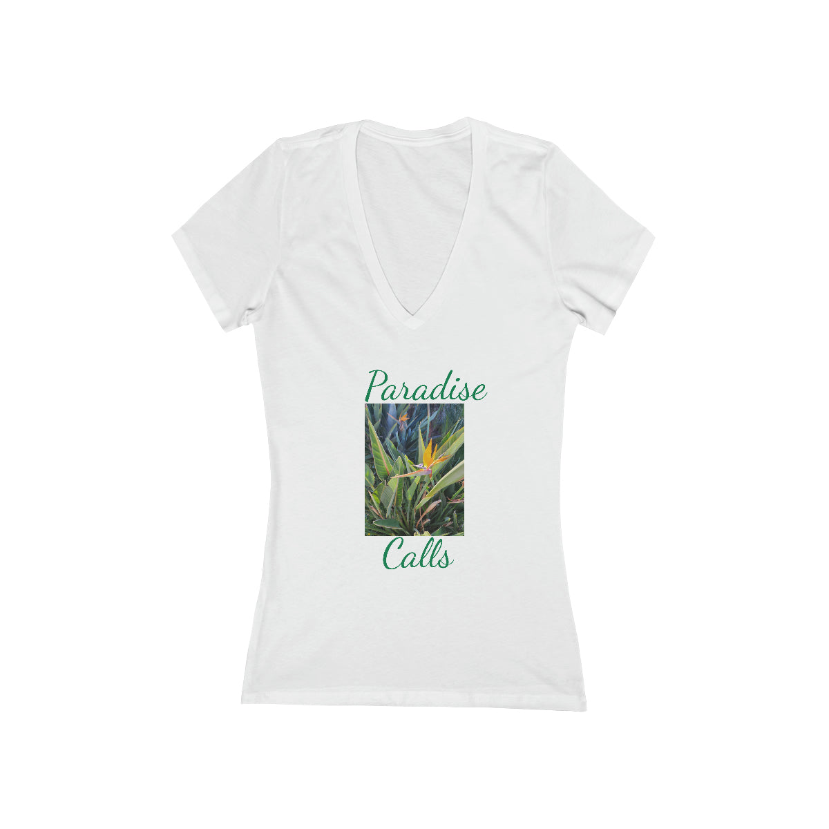 Islander Bird of Paradise Women's Jersey Short Sleeve Deep V-Neck Tee