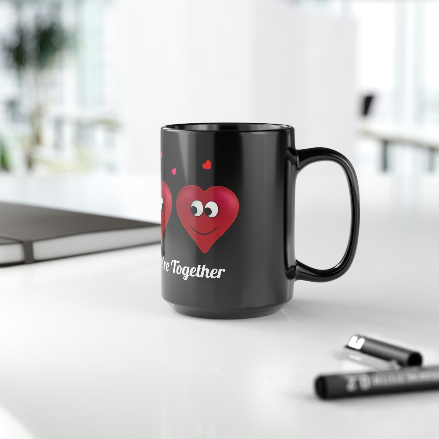 Valentine's "We're Together" Black Mug, 15oz