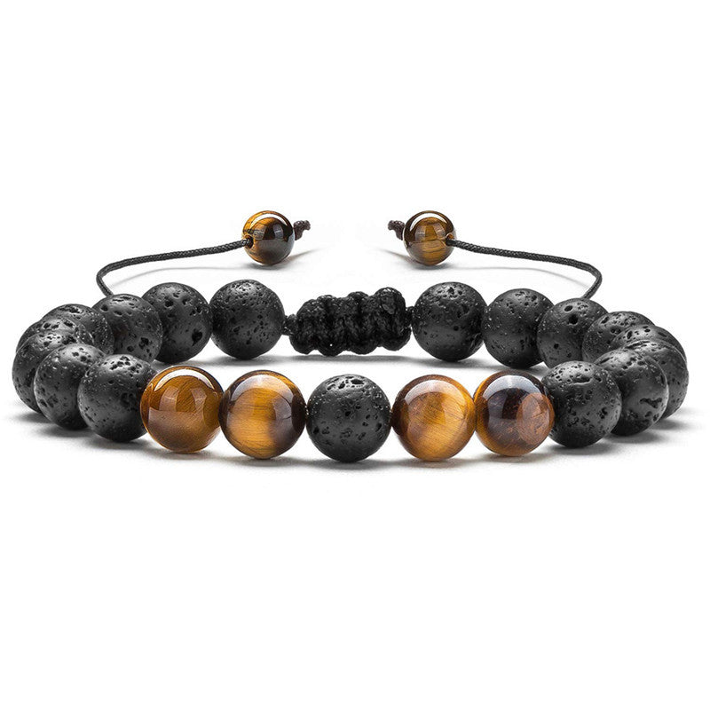 Tiger Eye Couple Bracelets / Matte Black Agate Beads Bracelet