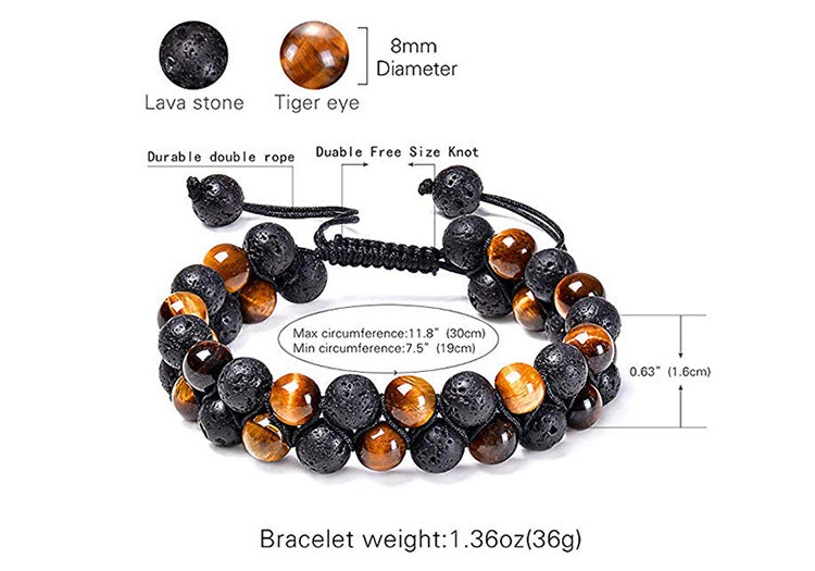 Tiger Eye Couple Bracelets / Matte Black Agate Beads Bracelet