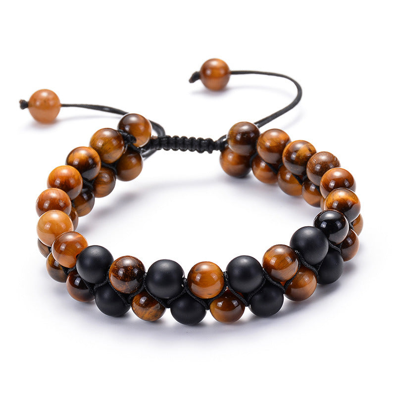 Tiger Eye Couple Bracelets / Matte Black Agate Beads Bracelet