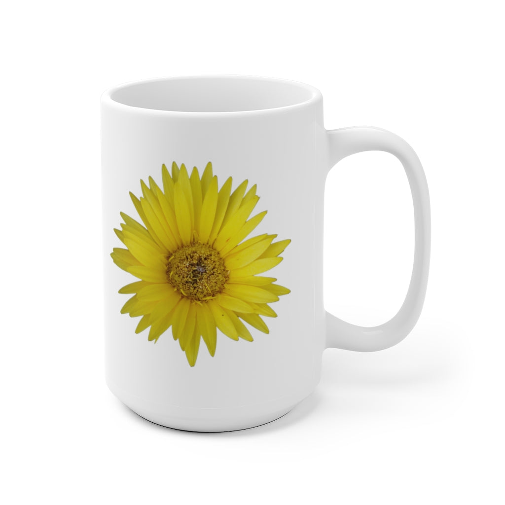 Designer Ceramic Mug, "Yellow Daisy Mum" 11oz and 15oz