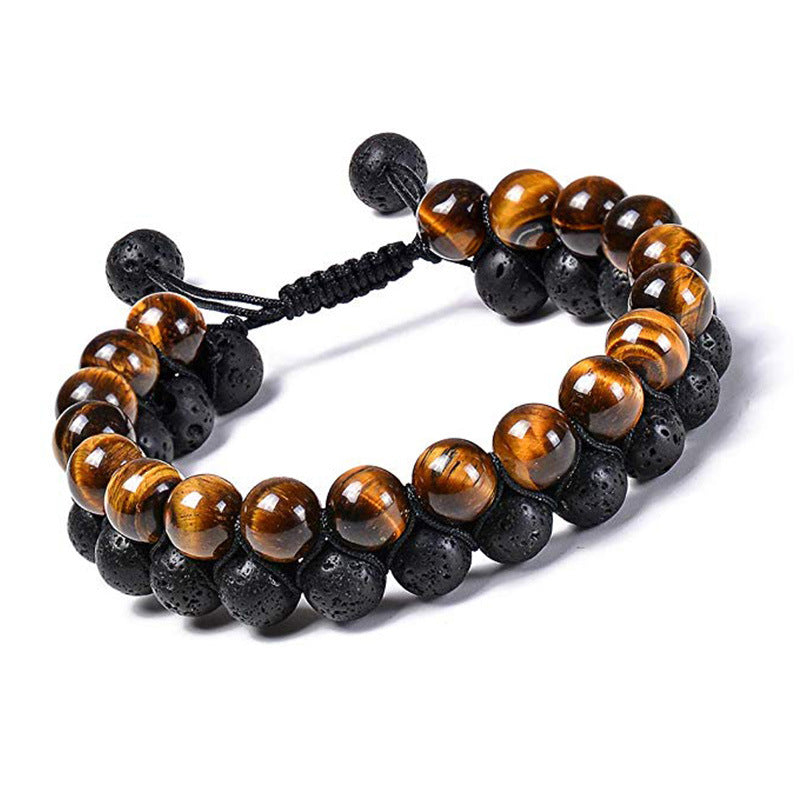 Tiger Eye Couple Bracelets / Matte Black Agate Beads Bracelet