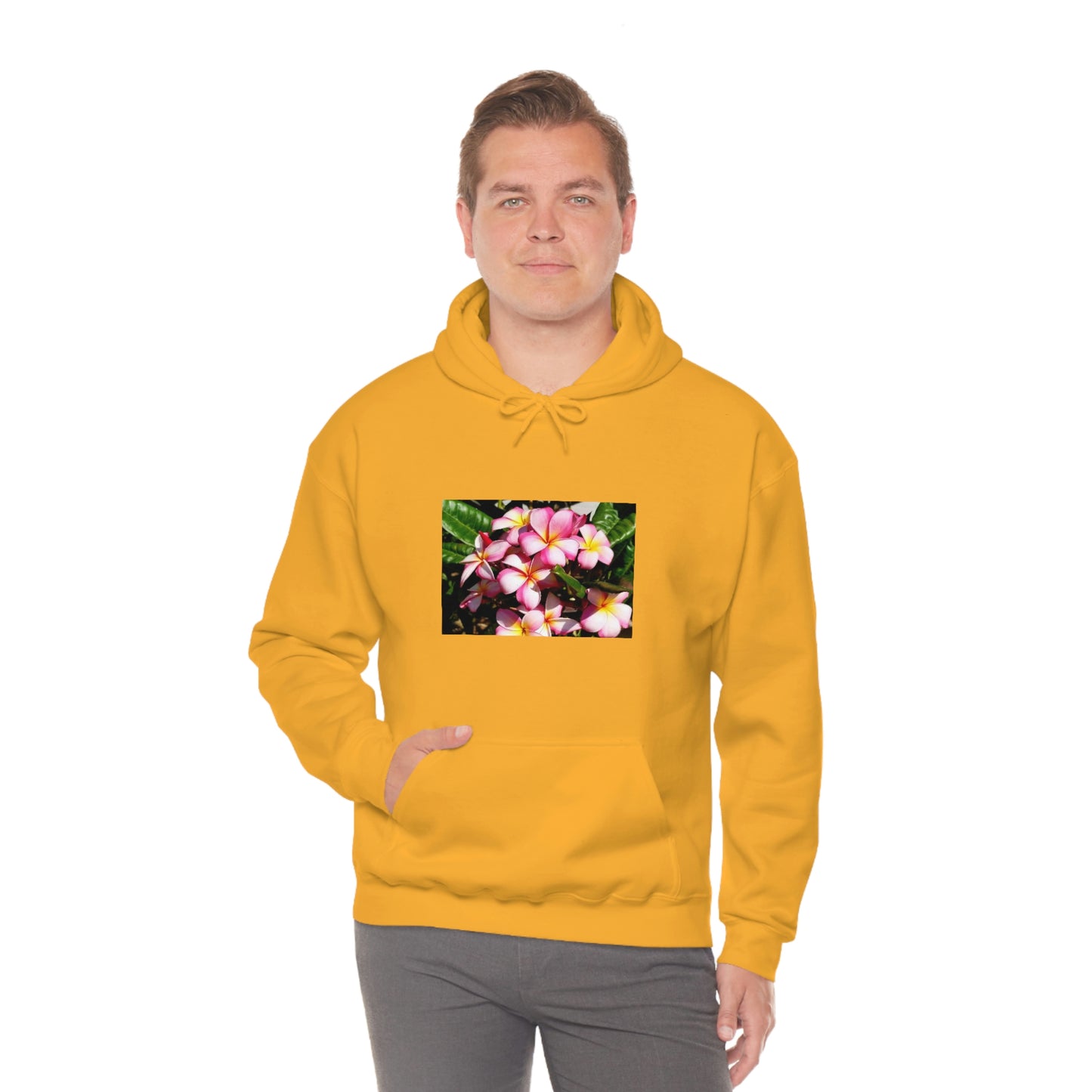 Islander Striped Plumeria Unisex Heavy Blend™ Hooded Sweatshirt