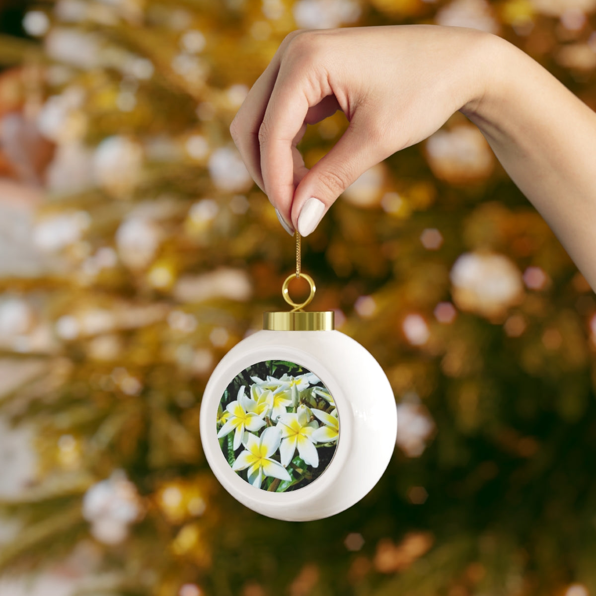 Island Style Plumeria Christmas Ball Ornament