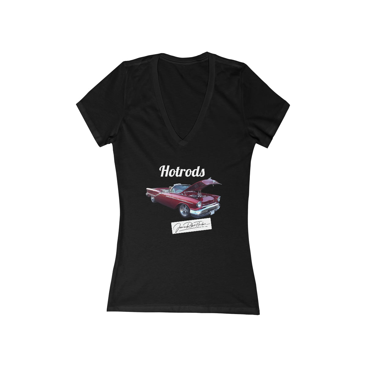 Hotrods Signature Women's Jersey Short Sleeve Deep V-Neck Tee