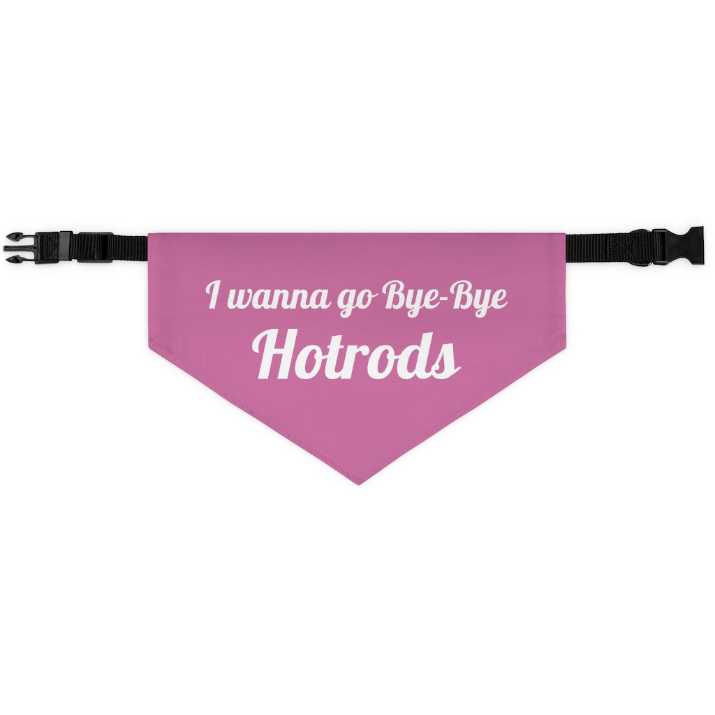 Hotrods "I wanna go Bye-Bye" Pet Bandana Collar - White print