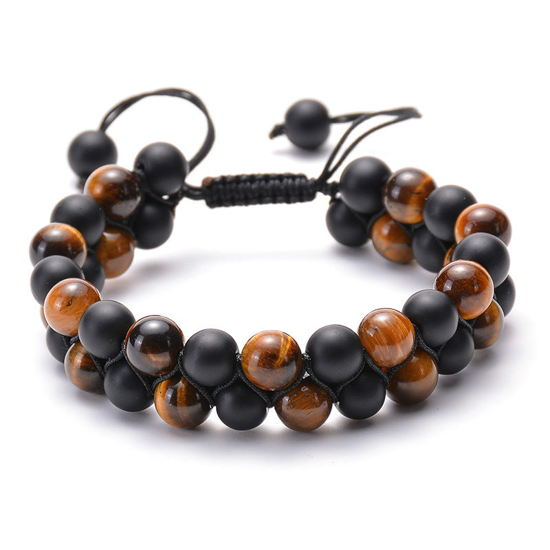 Tiger Eye Couple Bracelets / Matte Black Agate Beads Bracelet