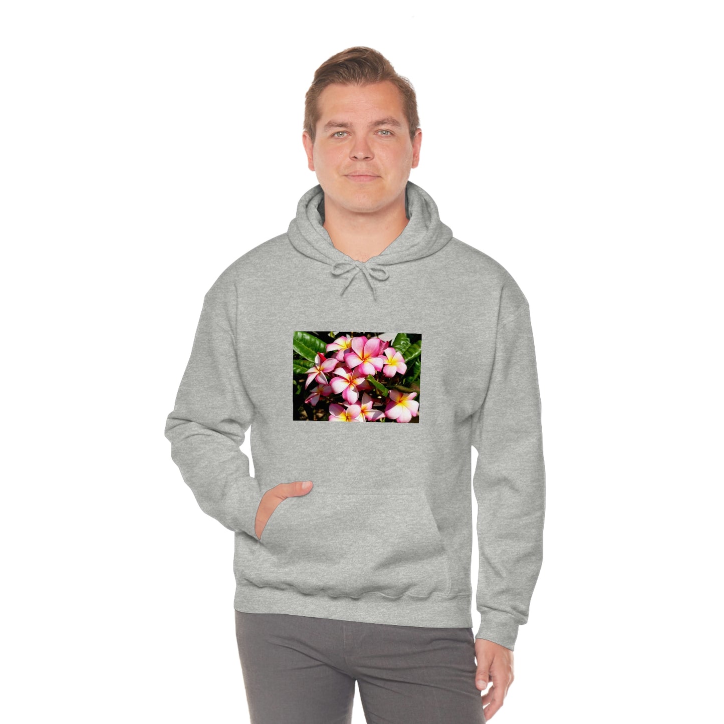 Islander Striped Plumeria Unisex Heavy Blend™ Hooded Sweatshirt