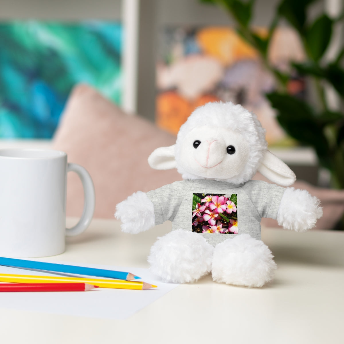 Island Style Striped Plumeria  Stuffed Animals with Tee