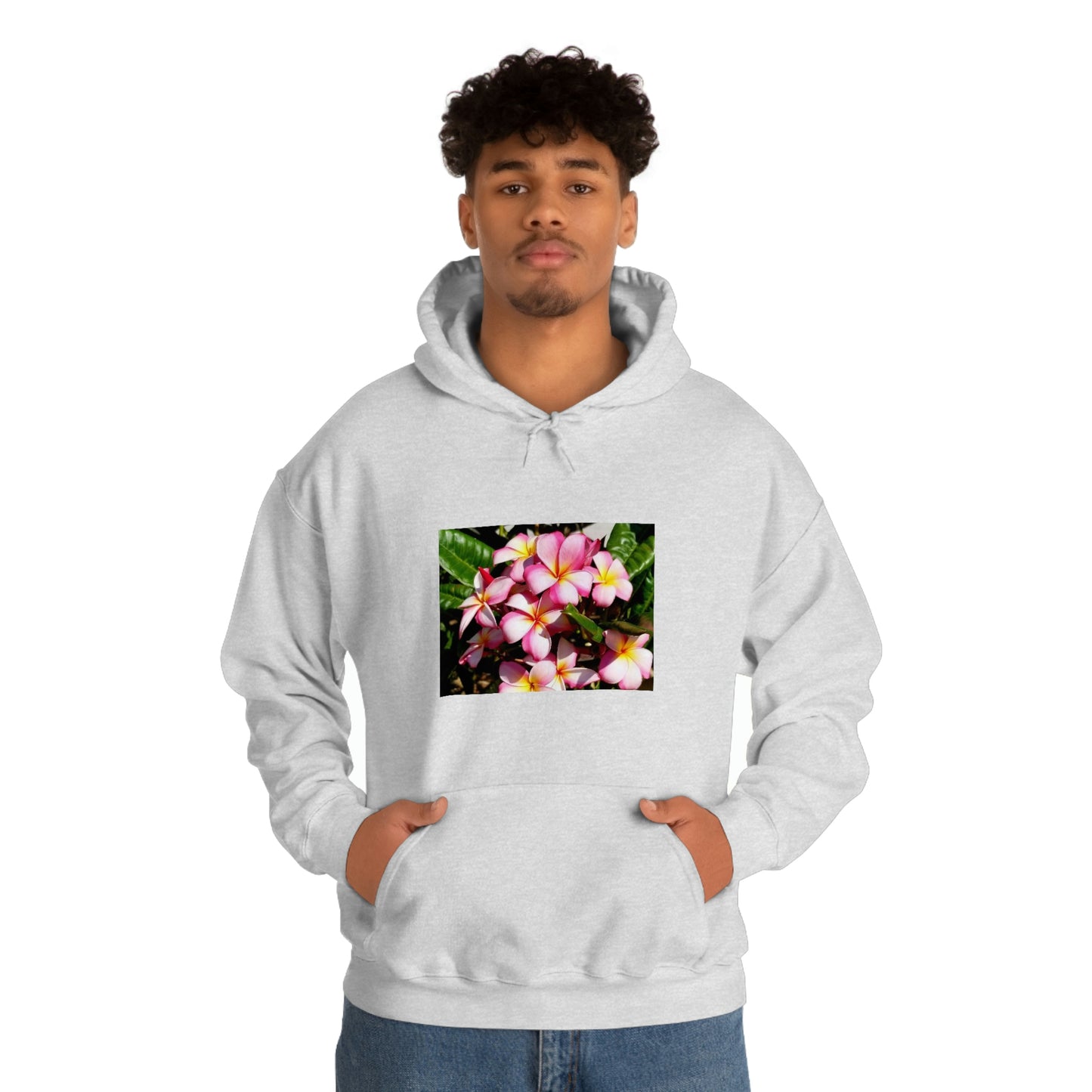 Islander Striped Plumeria Unisex Heavy Blend™ Hooded Sweatshirt