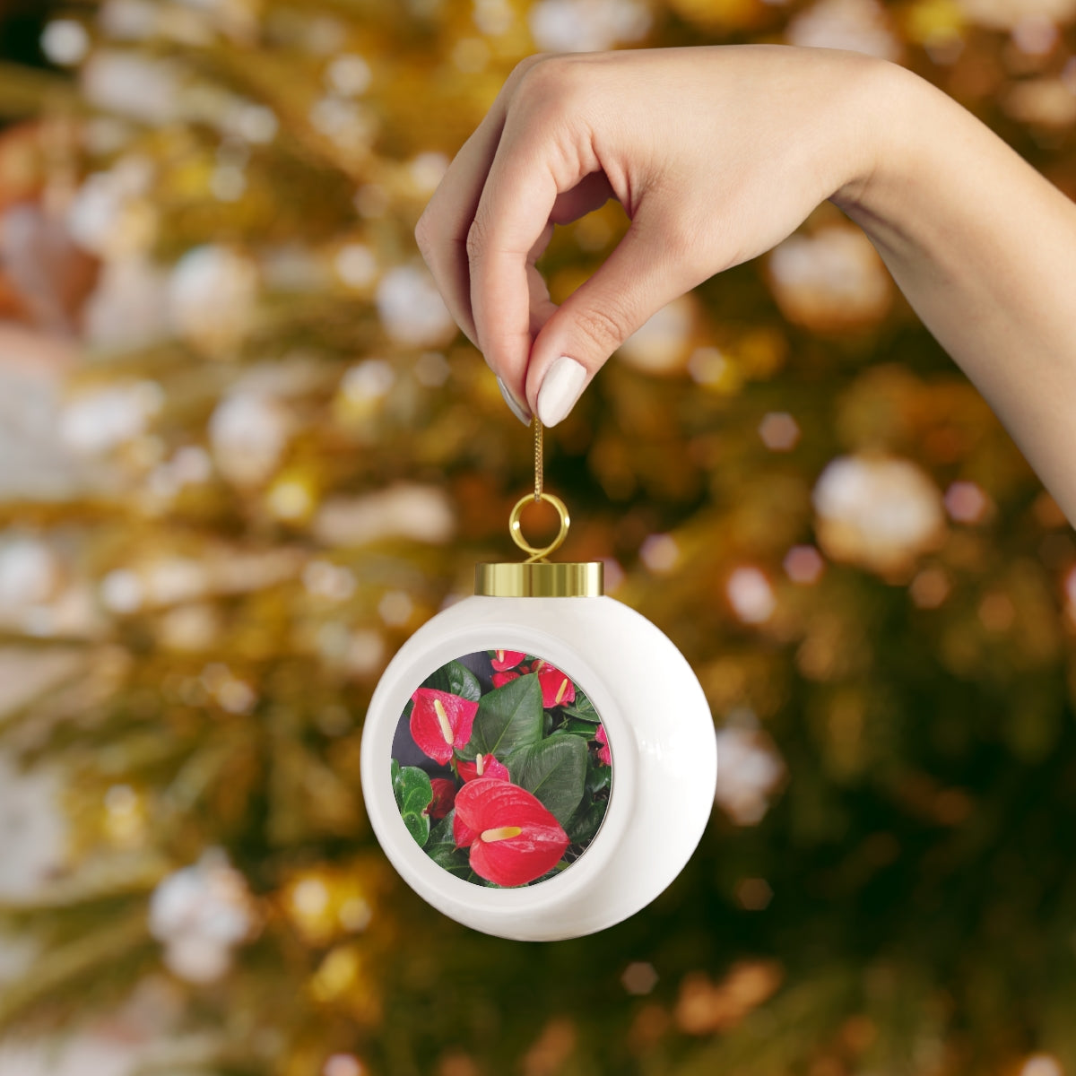 Island Style Anthurium Christmas Ball Ornament