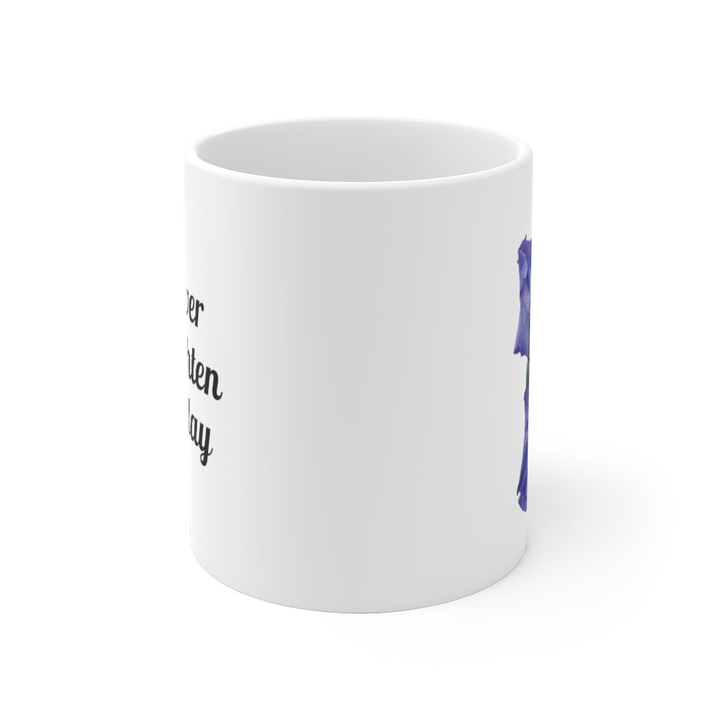 Designer Ceramic Mug, "Lavender Iris" 11oz and 15oz