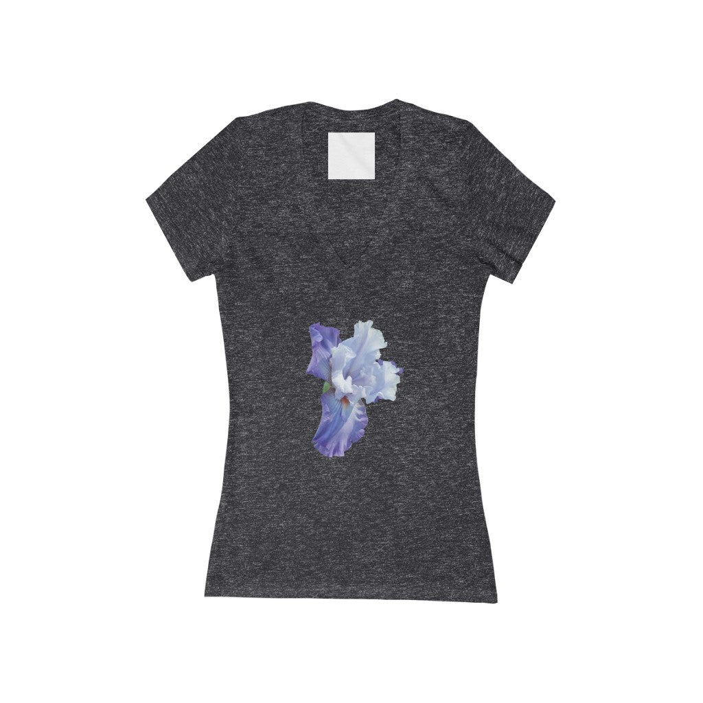 Women's Exclusive Floral Design Jersey Short Sleeve Deep V-Neck Tee