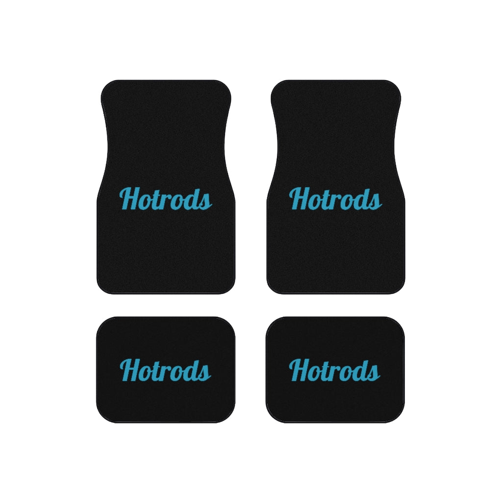 Hotrods Car Mats (Set of 4) - Black w/Blue print