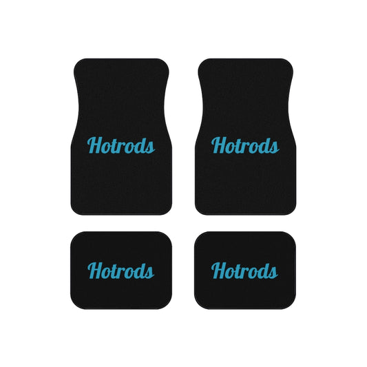 Hotrods Car Mats (Set of 4) - Black w/Blue print