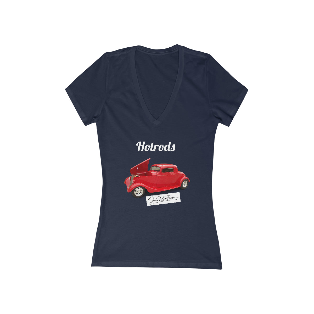 Hotrods Signature Women's Jersey Short Sleeve Deep V-Neck Tee