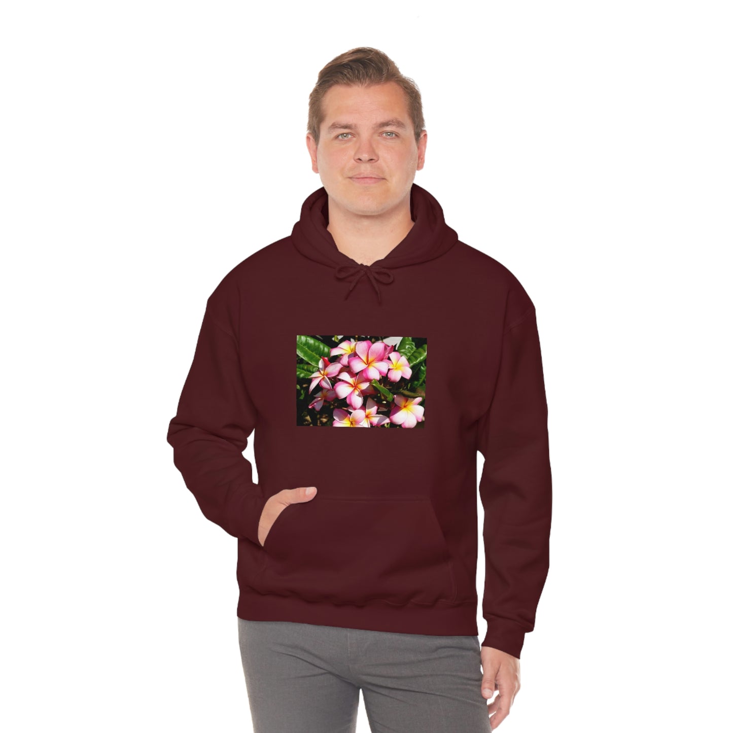 Islander Striped Plumeria Unisex Heavy Blend™ Hooded Sweatshirt