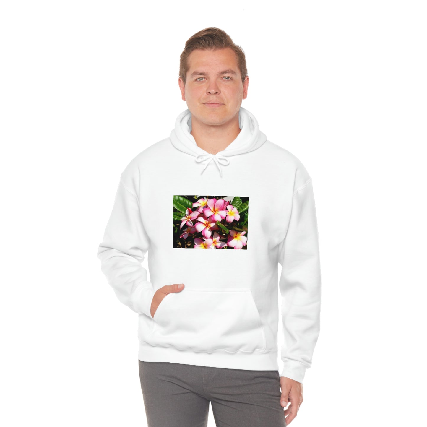 Islander Striped Plumeria Unisex Heavy Blend™ Hooded Sweatshirt