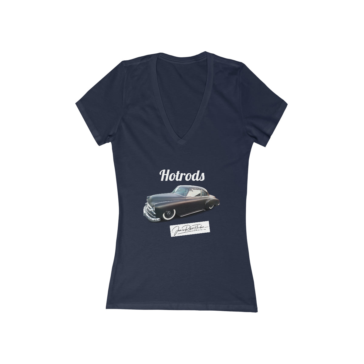 Hotrods Signature Women's Jersey Short Sleeve Deep V-Neck Tee