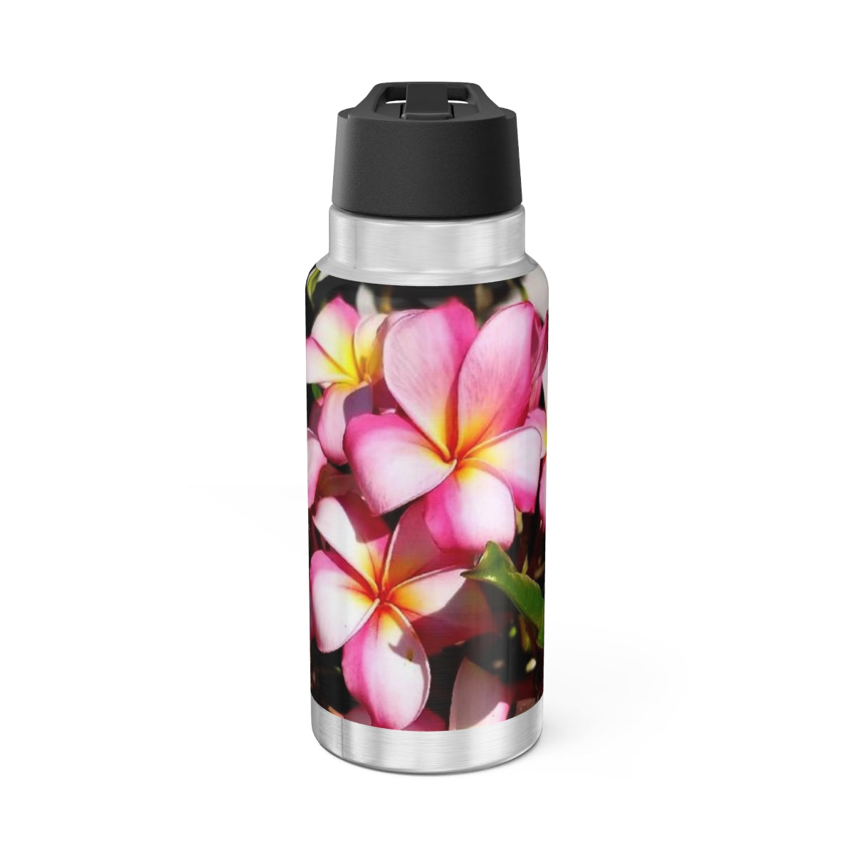 Islander Style Pink striped Plumeria Gator Tumbler, 32oz