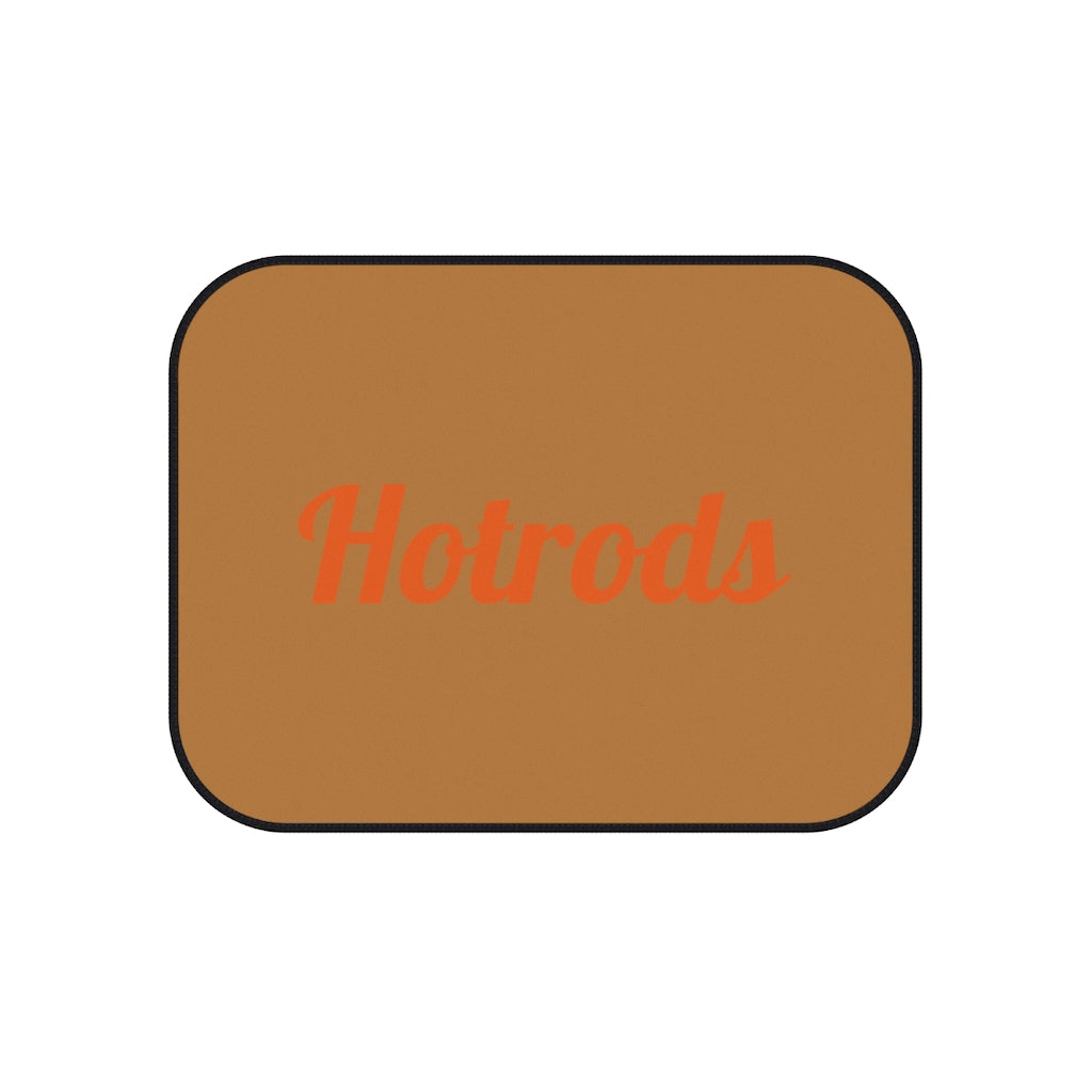 Hotrods Car Mats (Set of 4) - Lt Brown w/Orange print