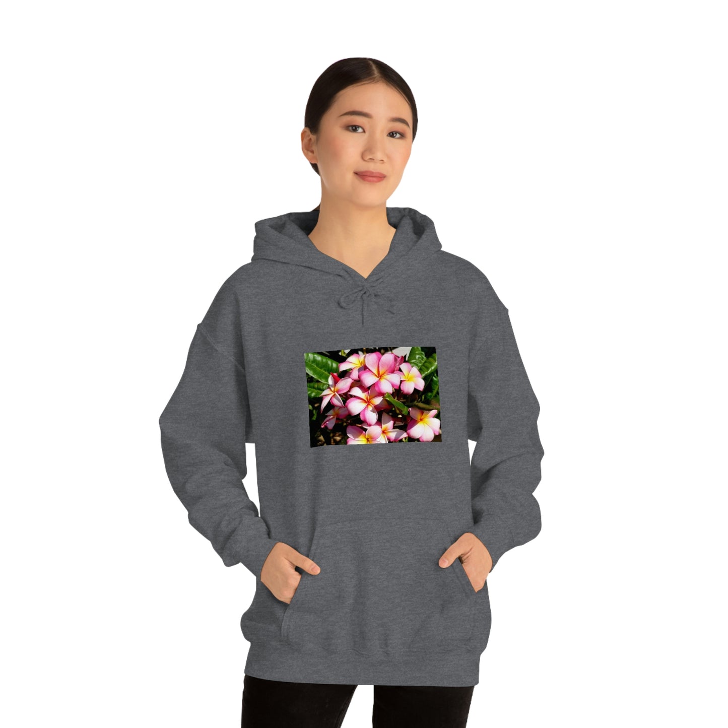 Islander Striped Plumeria Unisex Heavy Blend™ Hooded Sweatshirt