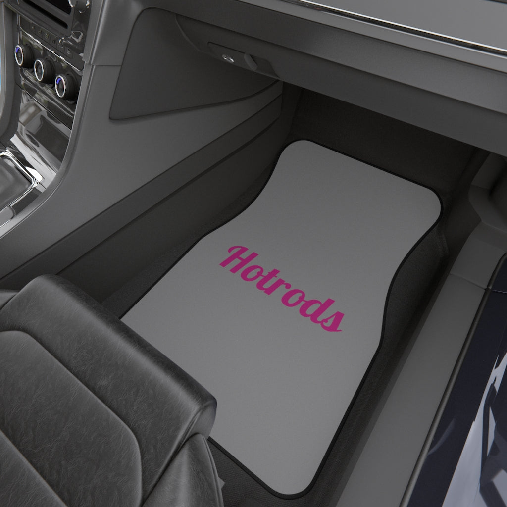 Hotrods Car Mats (Set of 4) - Grey w/Pink print