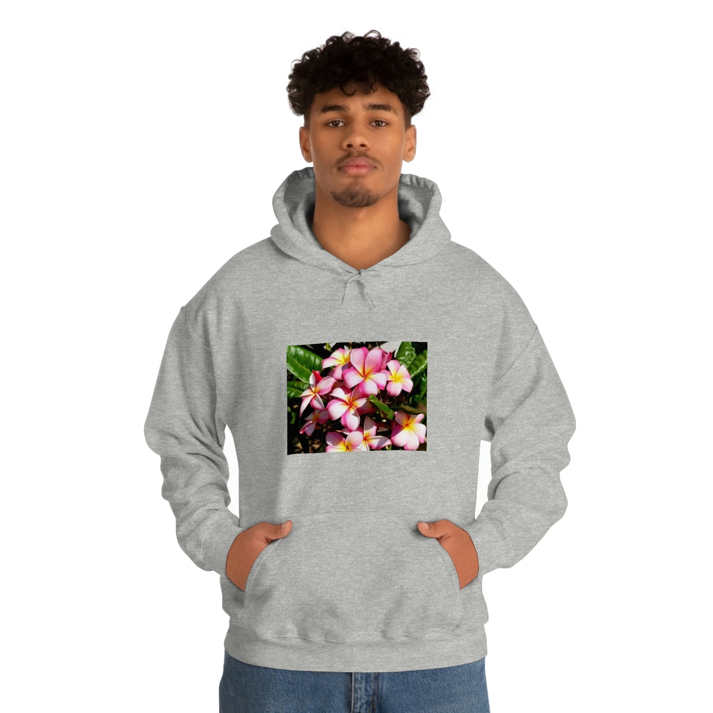 Islander Striped Plumeria Unisex Heavy Blend™ Hooded Sweatshirt