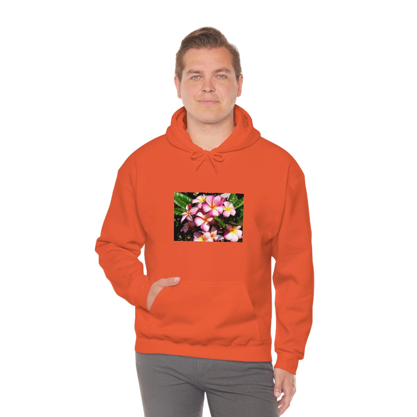 Islander Striped Plumeria Unisex Heavy Blend™ Hooded Sweatshirt