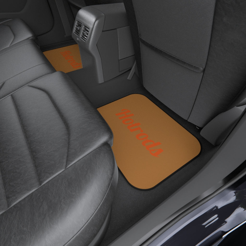 Hotrods Car Mats (Set of 4) - Lt Brown w/Orange print