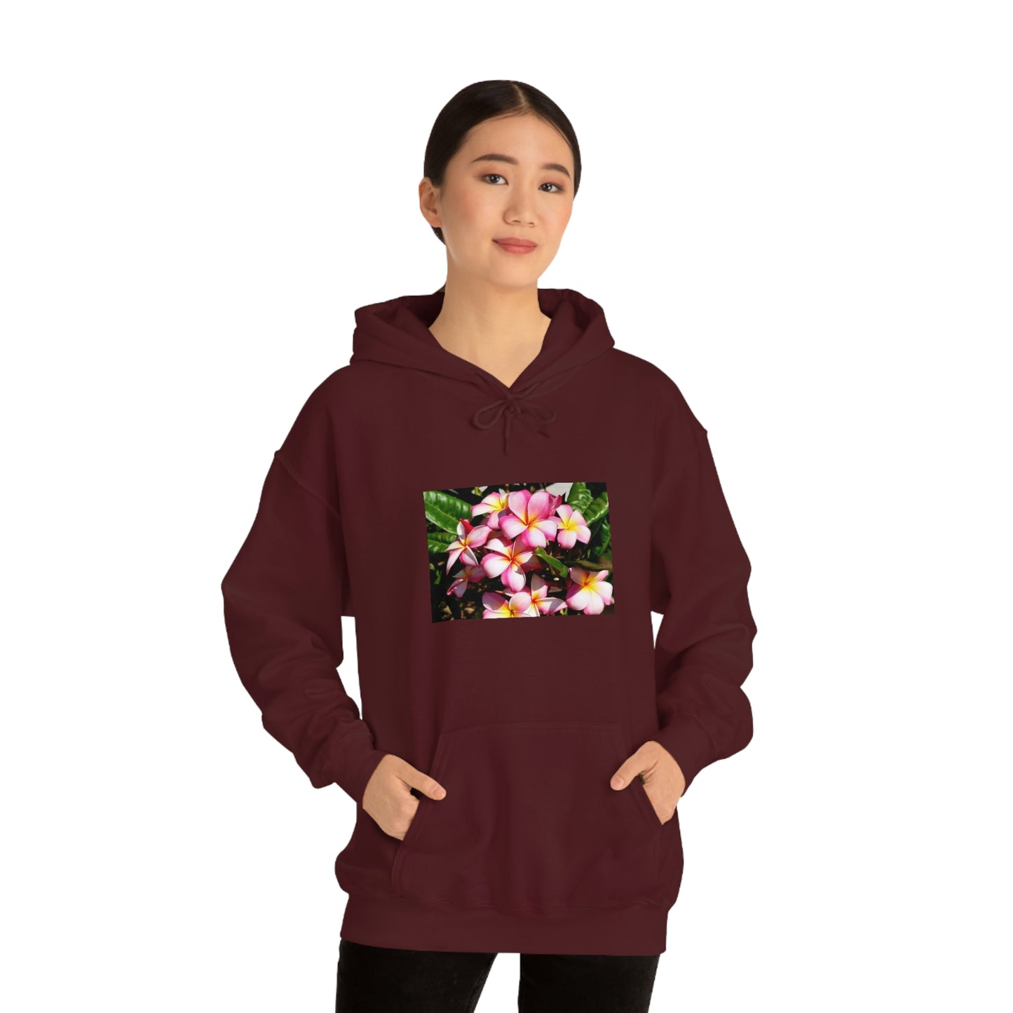 Islander Striped Plumeria Unisex Heavy Blend™ Hooded Sweatshirt