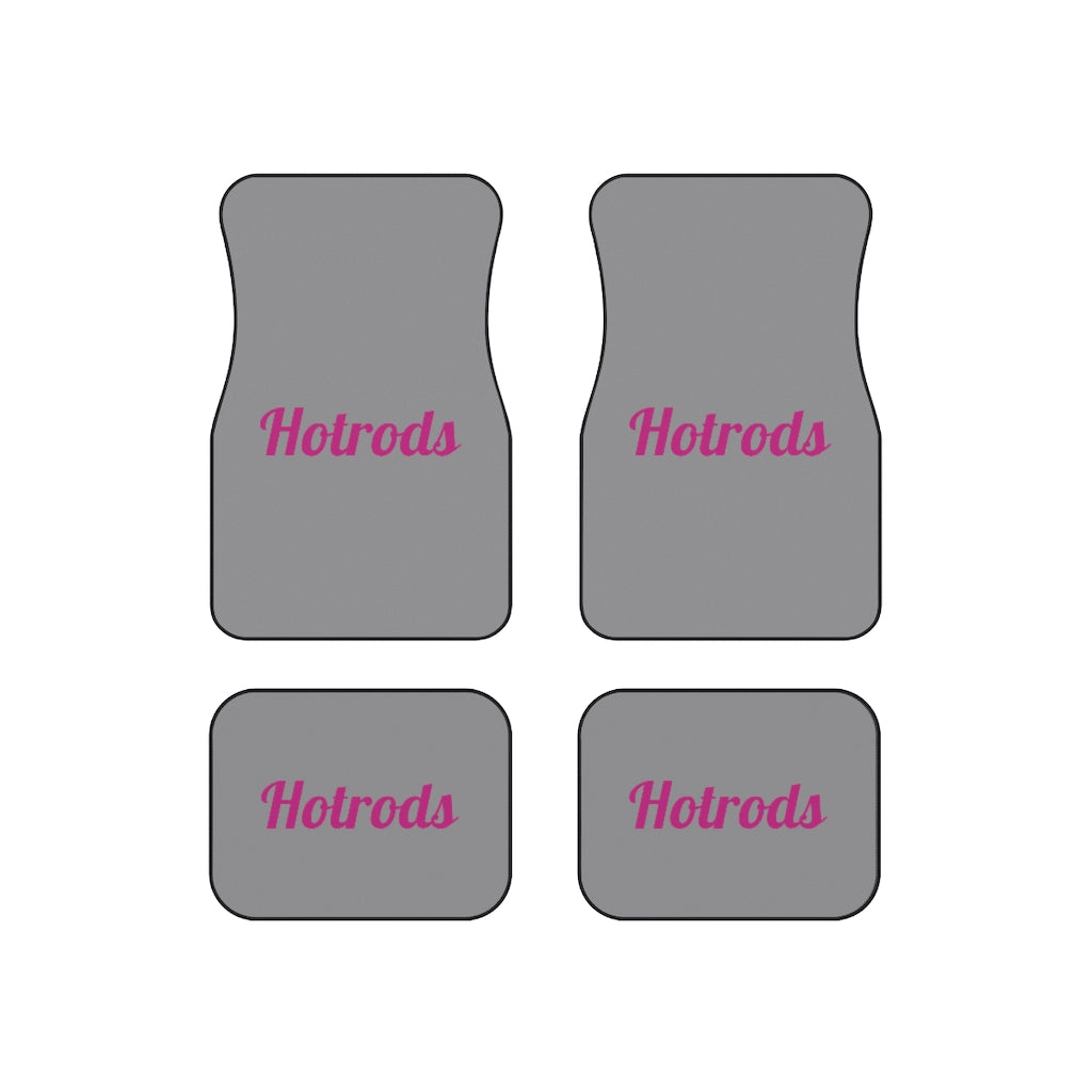 Hotrods Car Mats (Set of 4) - Grey w/Pink print