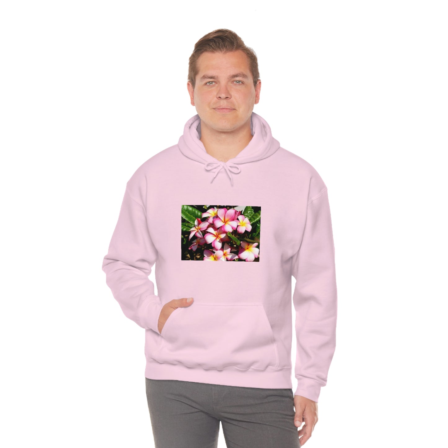 Islander Striped Plumeria Unisex Heavy Blend™ Hooded Sweatshirt