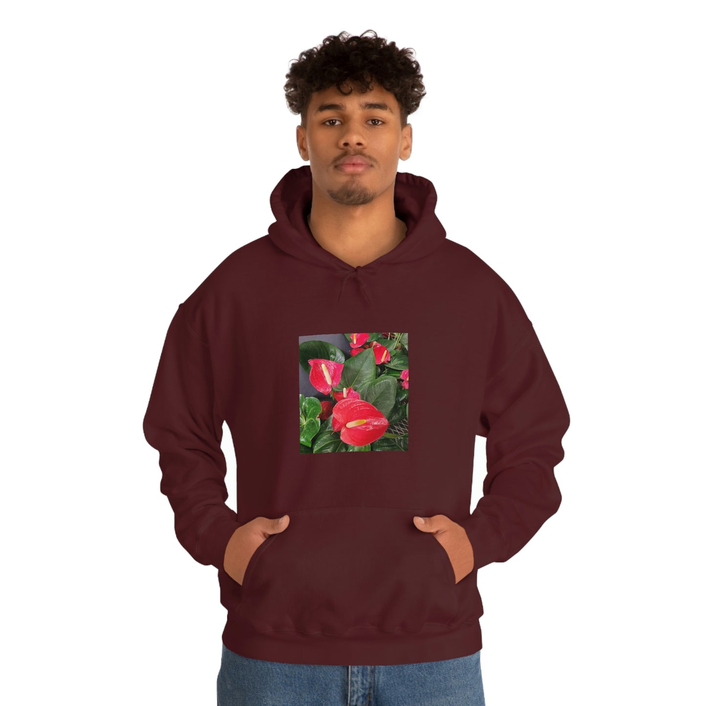 Island Style Anthurium Unisex Heavy Blend™ Hooded Sweatshirt