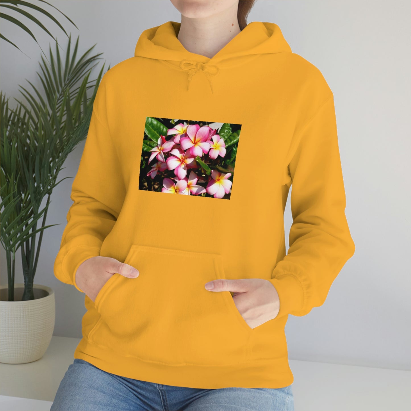 Islander Striped Plumeria Unisex Heavy Blend™ Hooded Sweatshirt