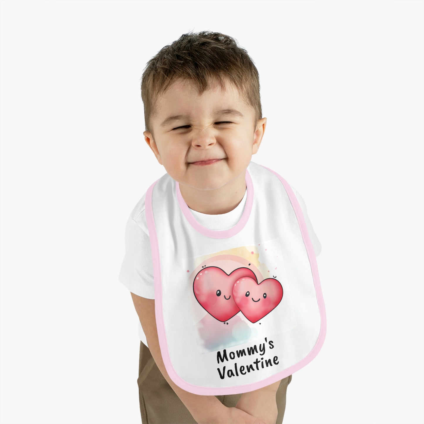 Valentine's "Mommy's Valentine" II Baby Contrast Trim Jersey Bib