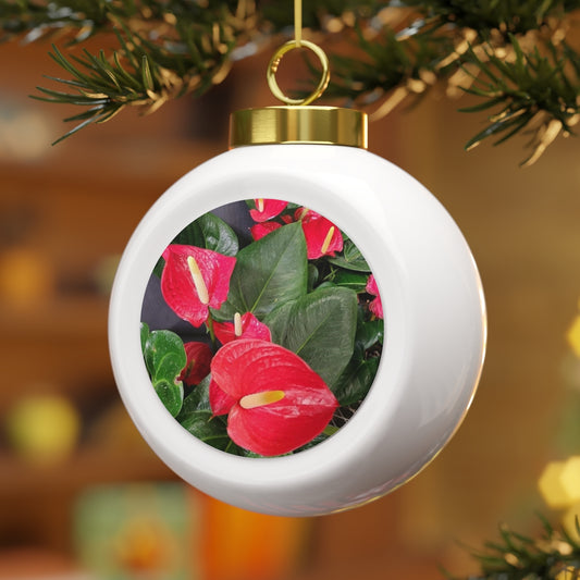 Island Style Anthurium Christmas Ball Ornament