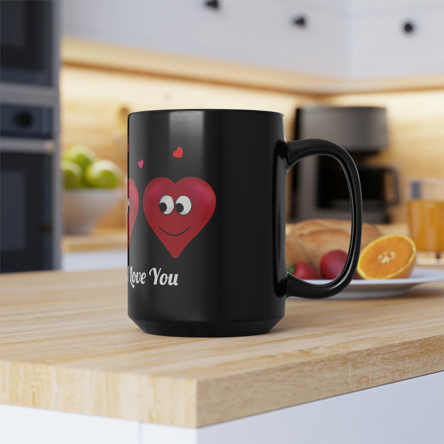 Valentine's "I Love You" Black Mug, 15oz