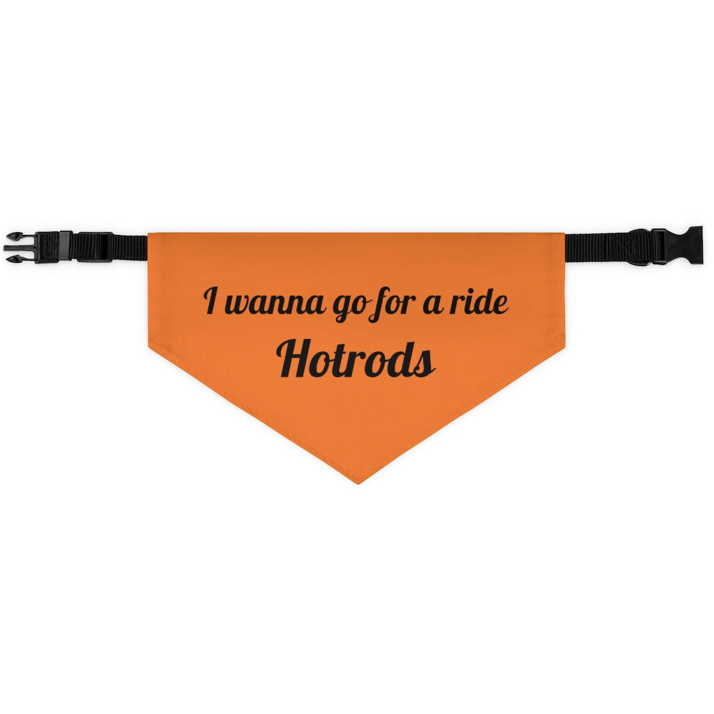 Hotrods "I wanna go for a ride" Pet Bandana Collar - Black print