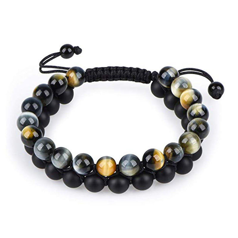 Tiger Eye Couple Bracelets / Matte Black Agate Beads Bracelet