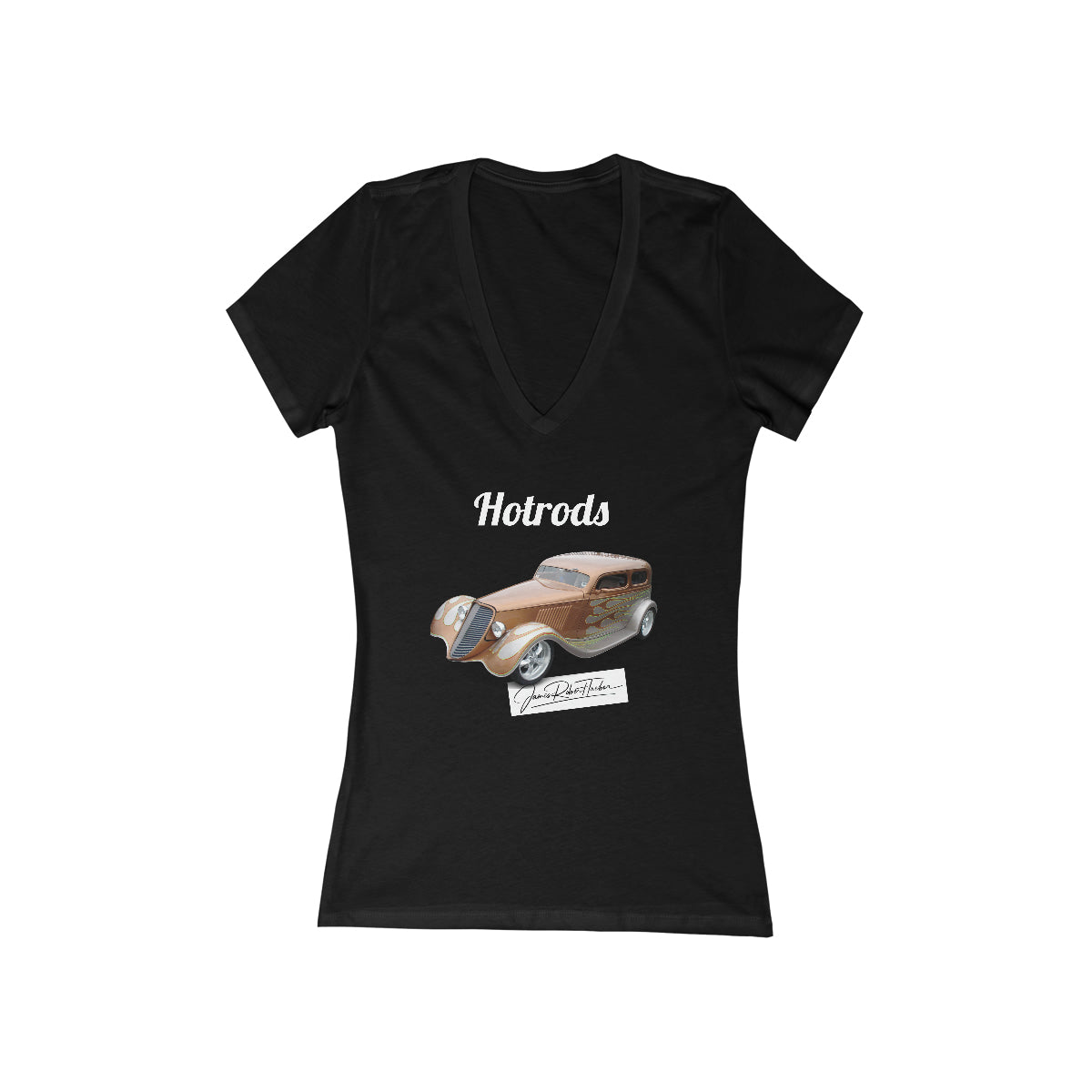 Hotrods Signature Women's Jersey Short Sleeve Deep V-Neck Tee