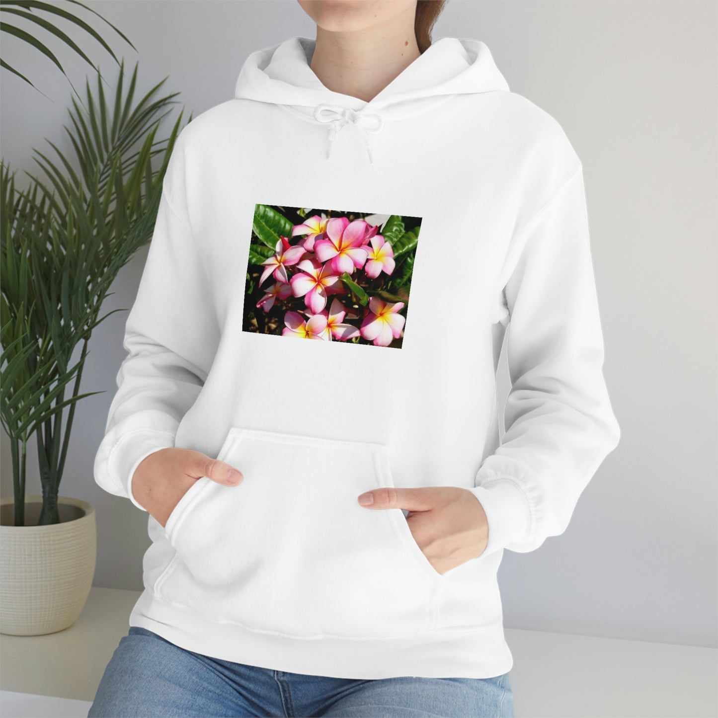 Islander Striped Plumeria Unisex Heavy Blend™ Hooded Sweatshirt