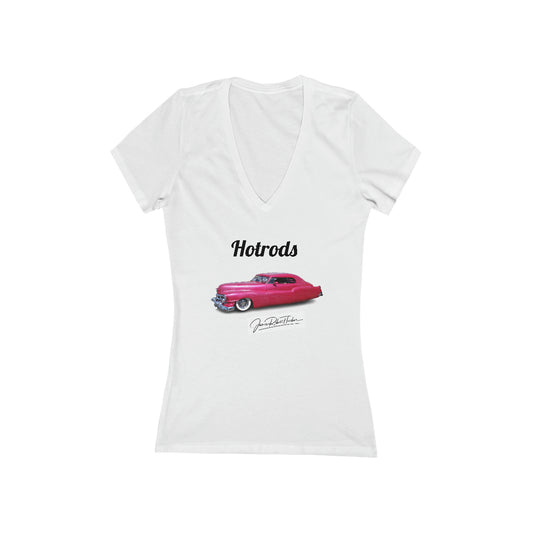 Hotrods Signature Women's Jersey Short Sleeve Deep V-Neck Tee