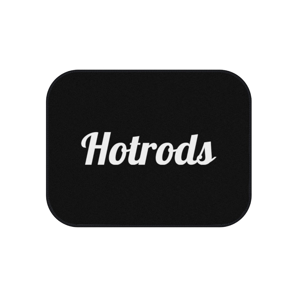 Hotrods Car Mats (Set of 4) - Black w/White print