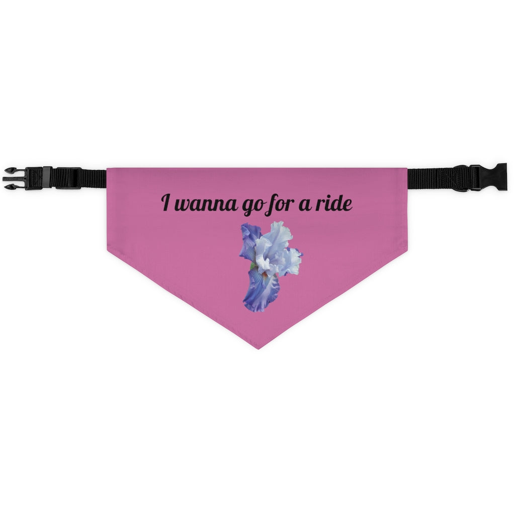 Floral "Iris" "I wanna go for a ride" Pet Bandana Collar - Black print