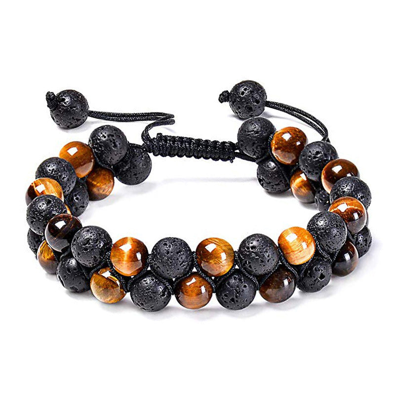 Tiger Eye Couple Bracelets / Matte Black Agate Beads Bracelet